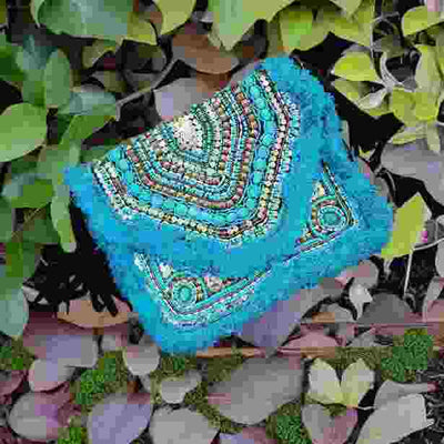 Aqua Sparkle Boho Clutch