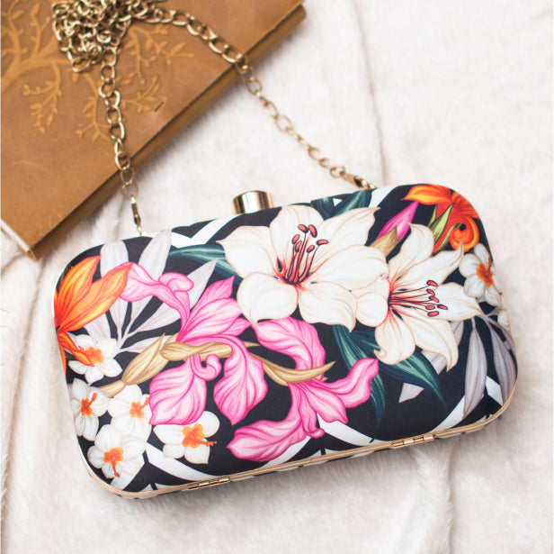 Big Flower Print Clutch Bag