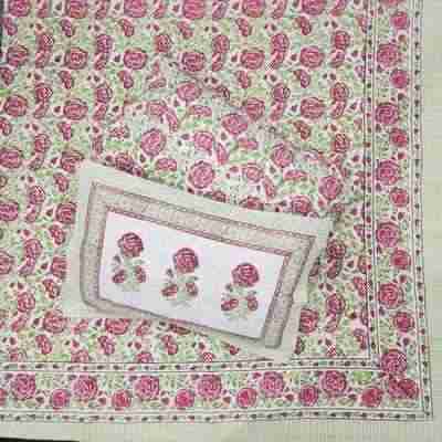 Big Pink Rose Print King Size Bedsheet Set