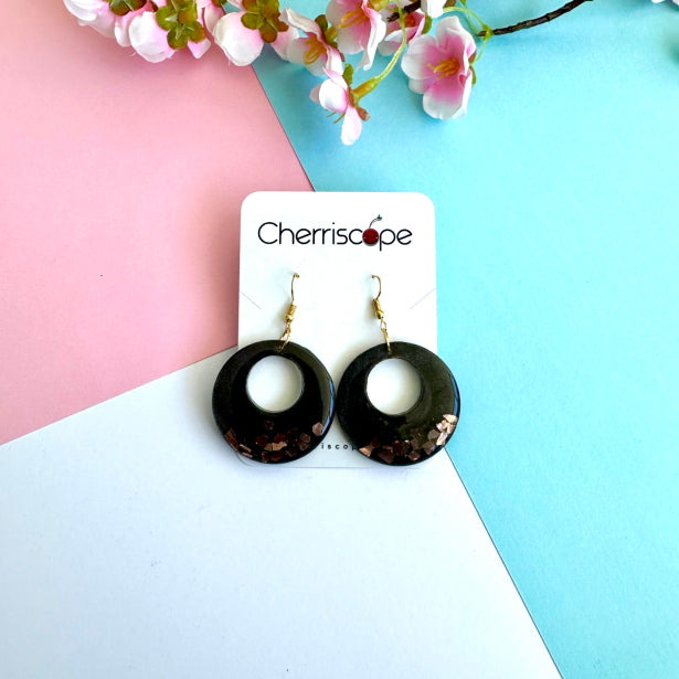 Black Circular Resin Earring