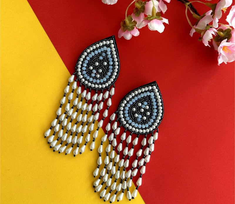 Black Petal Beaded Earring