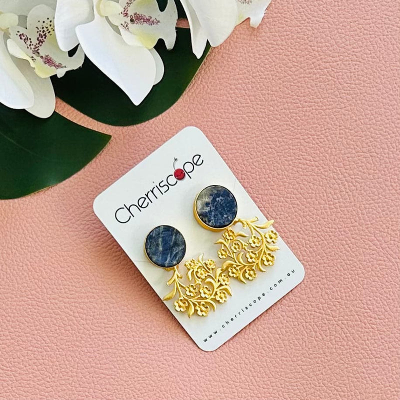 Blue Stone Golden Earings