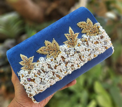 Blue Velvet Box Style Clutch