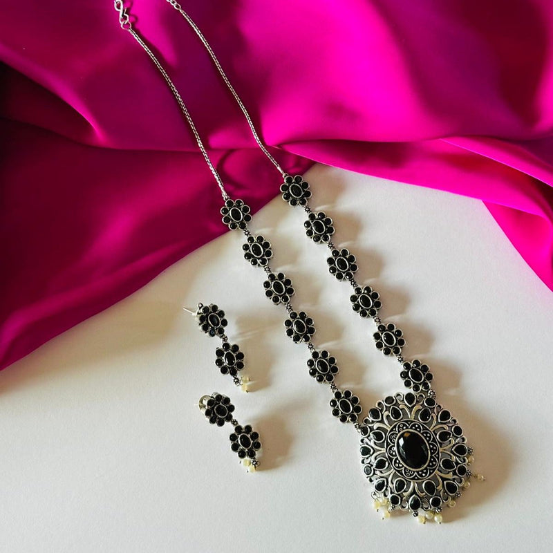 Charismatic Ethnic Black Stone Necklace Set