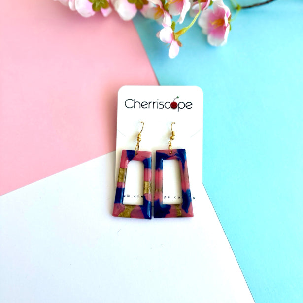 Colorful Marbel Print Resin Earring