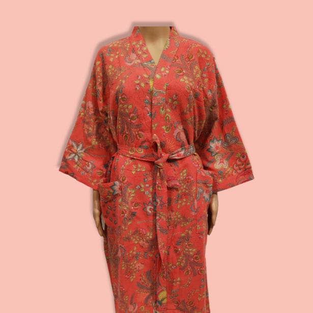 Crimson Waffle Cotton Bath Robe