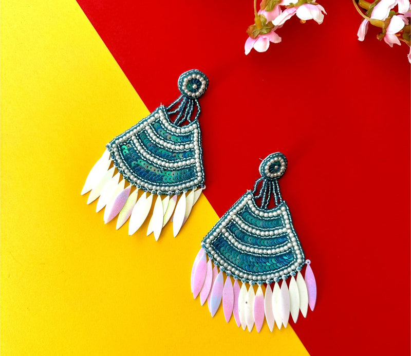 Curve Beaded Earrings with dangles