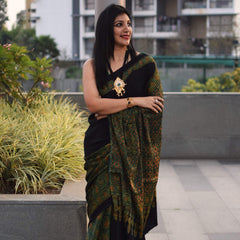 Ajrakh Saree - Half & Half