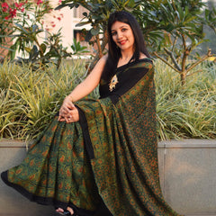 Ajrakh Saree - Half & Half