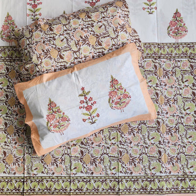 Indian Hand Block Print Queen Size Bedsheet