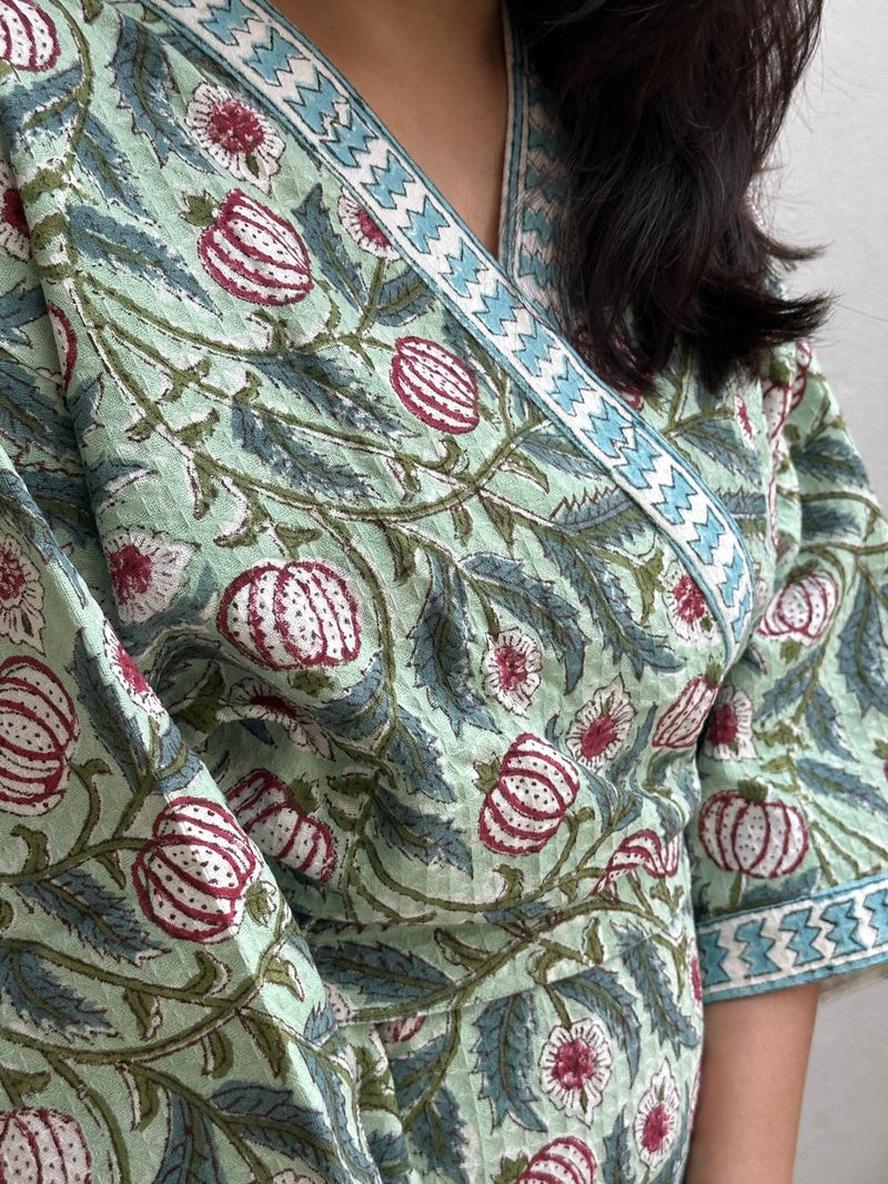 Handblock printed Waffle Bathrobes