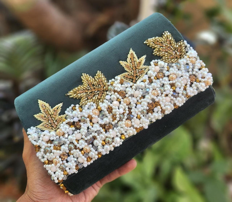 Green Velvet Box Style Clutch