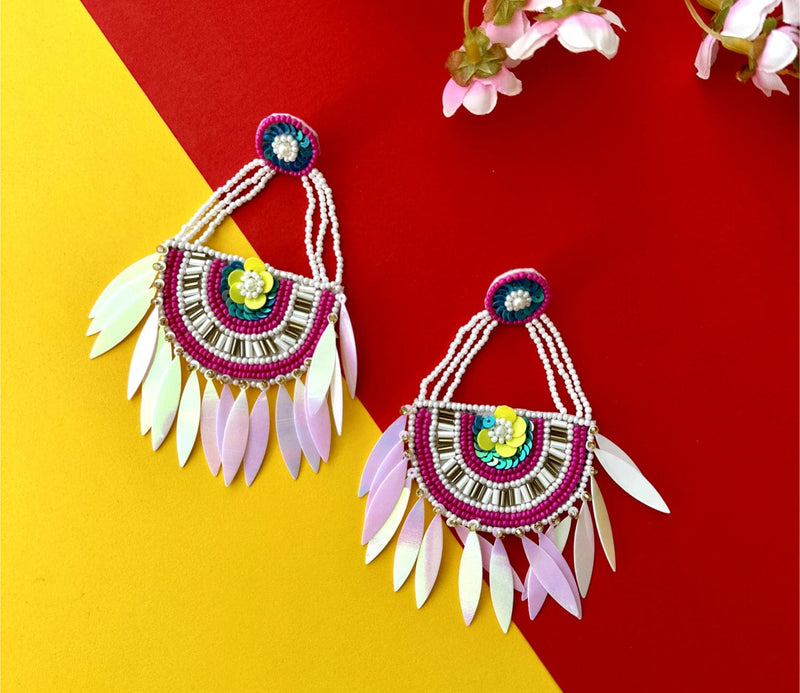 Half Moon Multicolor Beaded Earring