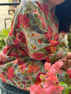 Relax in Style with Cherriscope's Hand Block Printed Waffle Bathrobe