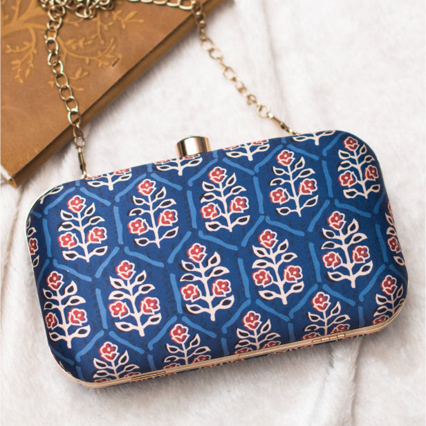 Indigo Flower Print Sling Bag