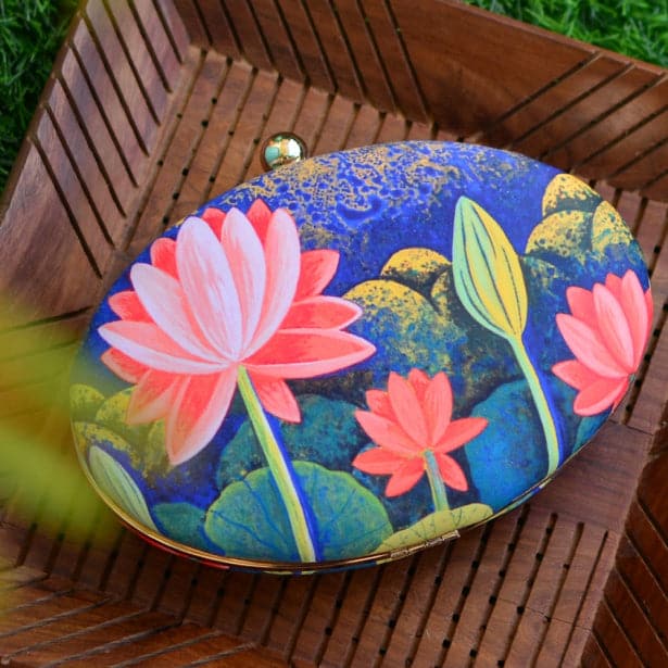 Lotus Flower Print Clutch