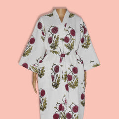 Mughal Print Waffle Cotton Bath Robe