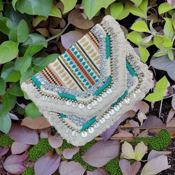 Turquoise Tide Jacquard Boho Bag