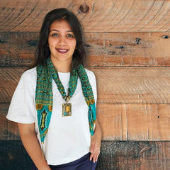 Ocean Style Necklace Scarf with Pendant and Tassels