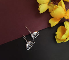 Oxidised Elephant Earring