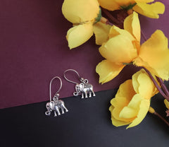 Oxidised Elephant Earring