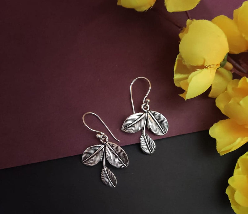 Oxidised Leaf Earring