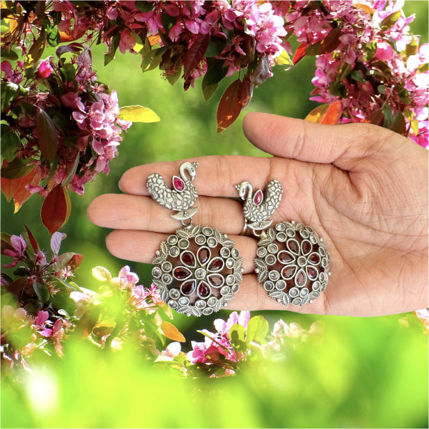 Peacock Red Earring