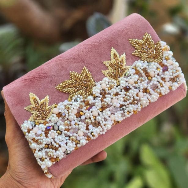 Pink Velvet Box Style Clutch