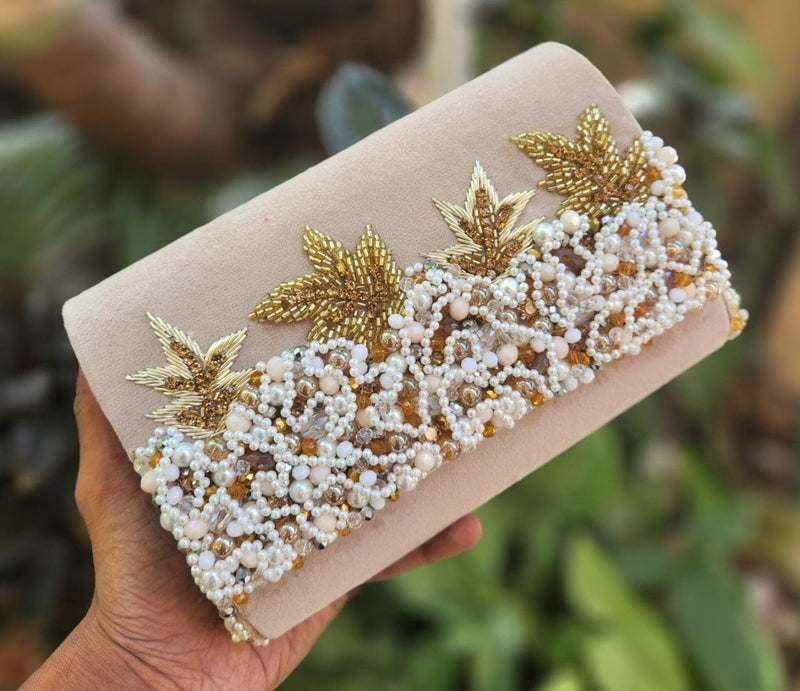 Rose Gold Velvet Box Style Clutch