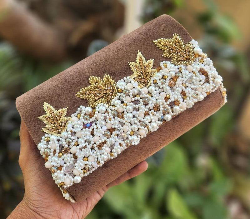 Rust Velvet Box Style Clutch